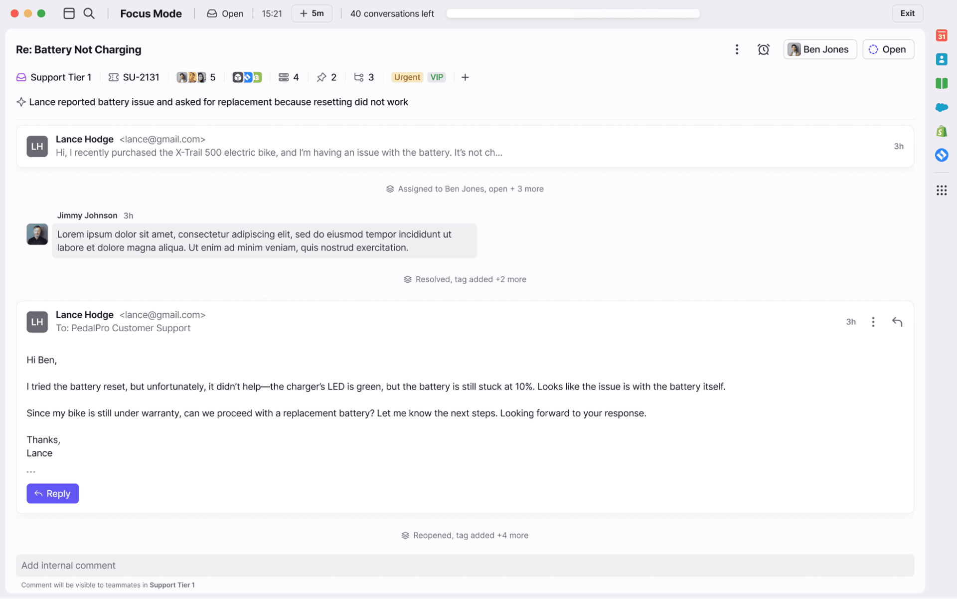 Focus Mode setup journey screens